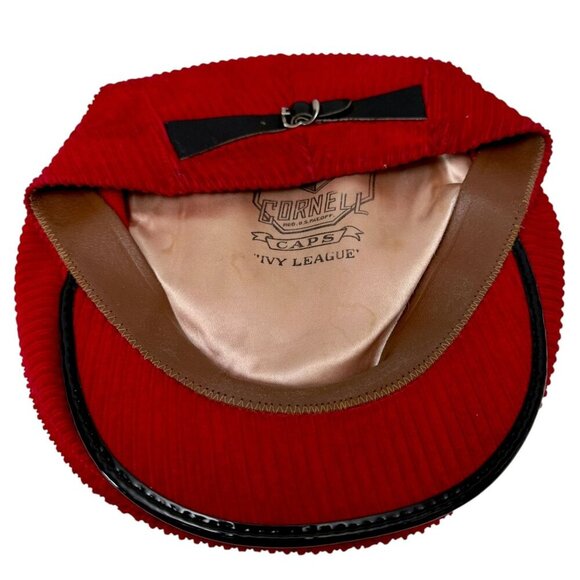 Vintage Cornell Caps Corduroy Hat Ivy League Red Newsboy 7 1/8 Rare Find! - Picture 4 of 15